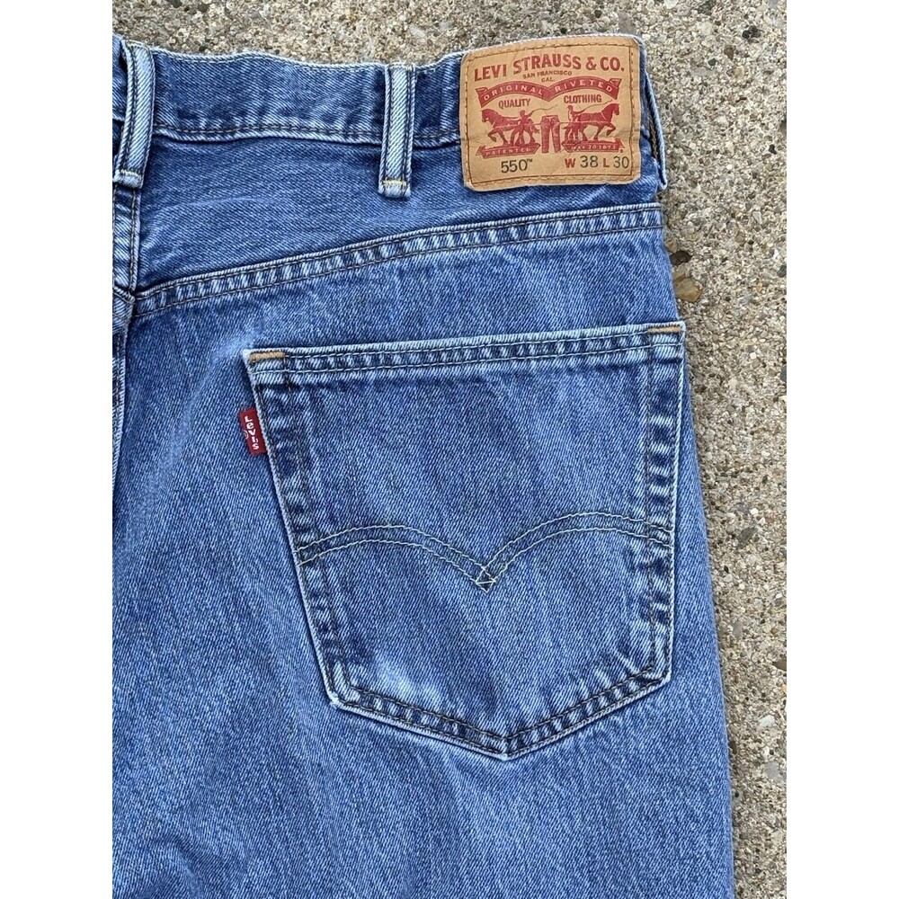 Levi's 550 Men’s Jeans 38x30 Blue Denim Faded Relaxed Taper Y2K Distressed